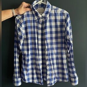 Banana Republic Blue and White Gingham Button-Down Shirt
